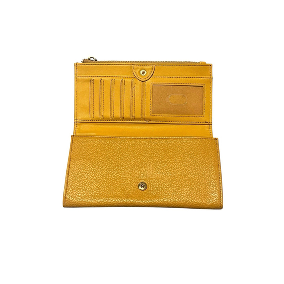 A New Day Wallet Mustard Faux Leather Clutch Organizer Card Slots ID Window NEW - Picture 1 of 8